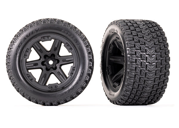 Traxxas glued (2.8") (RXT black chrome wheels, Gravix tires) 6764