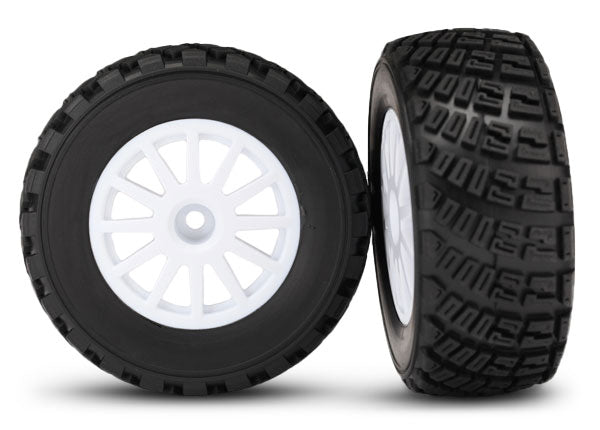 Traxxas 7473R Tires & wheels assembled glued (White wheels Rally gravel pattern S1 compound tires foam inserts) (2)