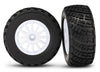 Traxxas 7473R Tires & wheels assembled glued (White wheels Rally gravel pattern S1 compound tires foam inserts) (2)