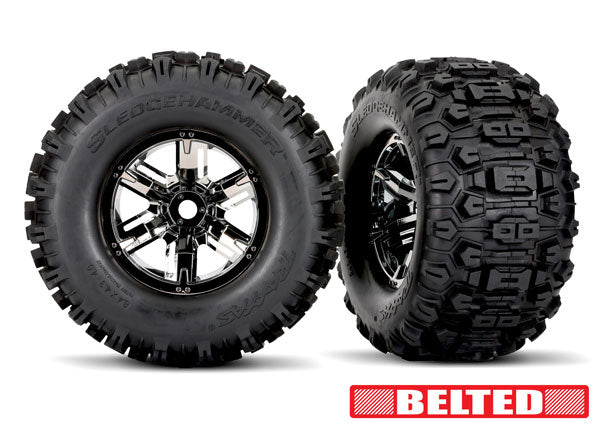 Sledgehammer Belted Tires Assembled and Glued With X-Maxx Wheels 7871