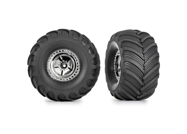 Tires & wheels, assembled (chrome 1.2" wheels, Terra Groove 3.0x1.0" tires) (2) 9867