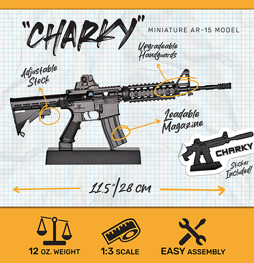 GoatGuns Miniature 1/3 Scale Die-Cast AR-15 Charky Black Model Kit