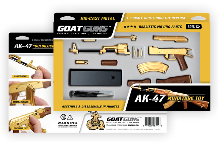 GoatGuns Miniature 1/3 Scale Die-Cast AK47 Model Kit (Gold)