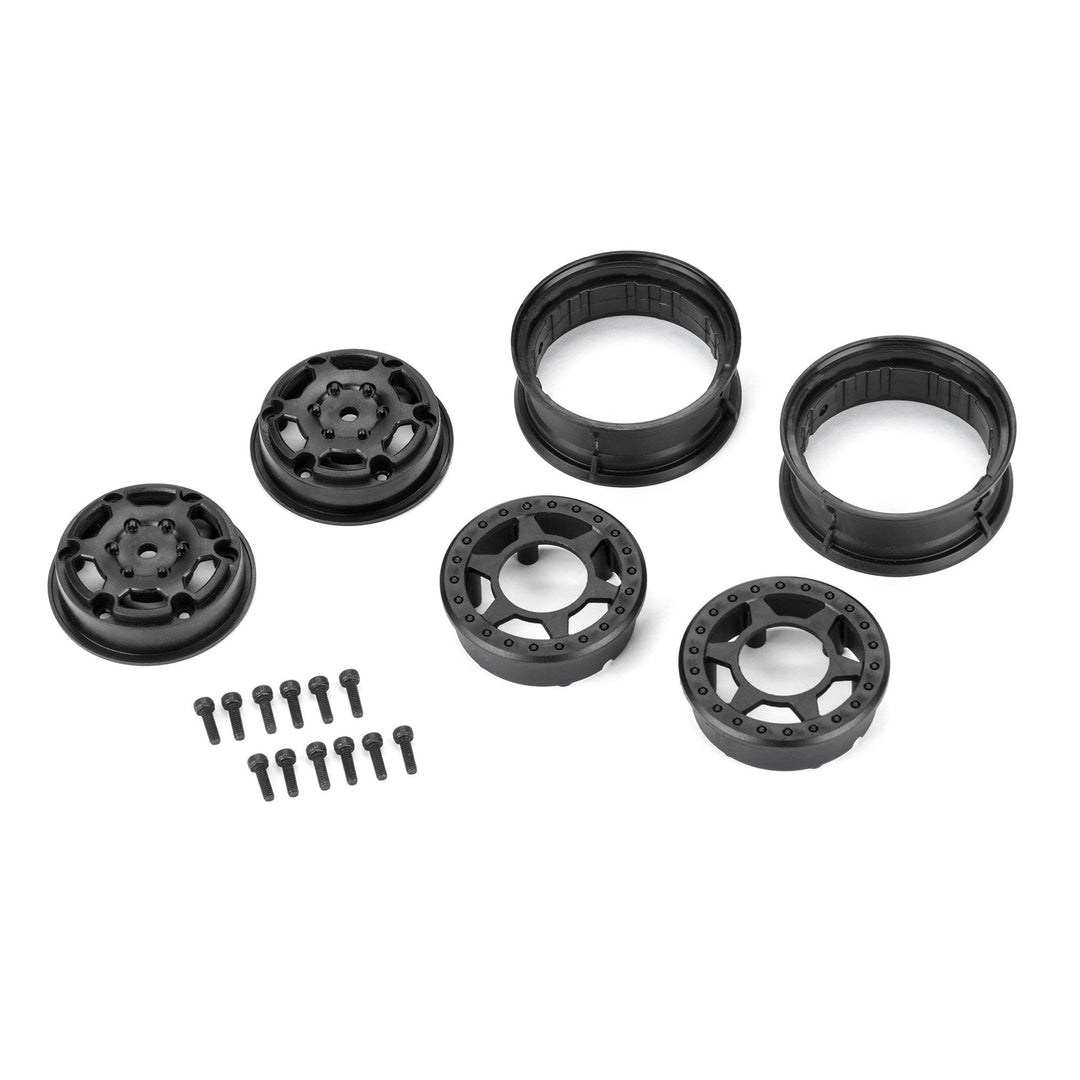 1/10 Holcomb F/R 1.55" 12mm Crawler Bead-Loc Wheels (2) Black PRO284200