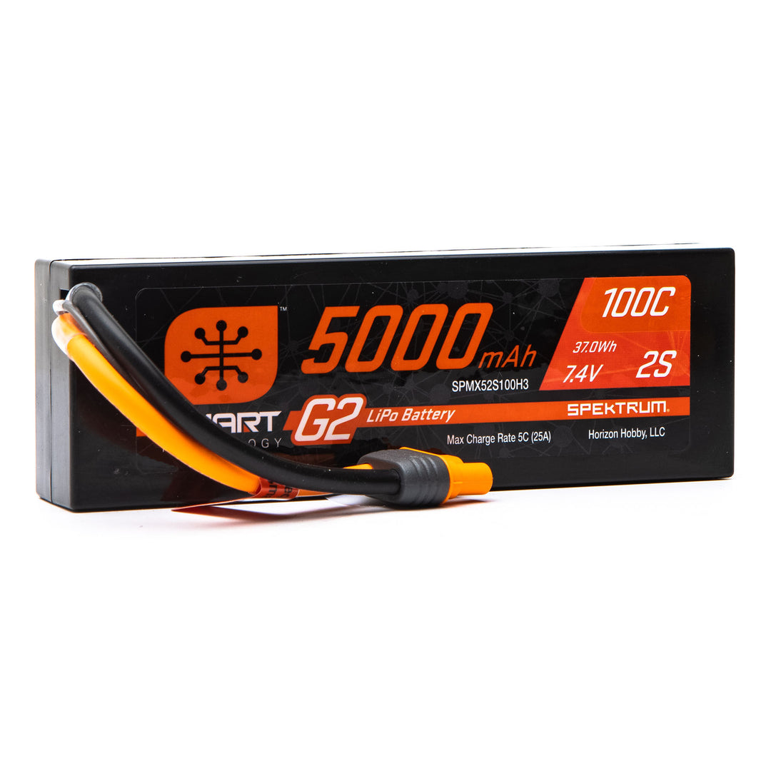 Spektrum 5000mAh 2S 7.4V Smart G2 LiPo 100C; IC3 SPMX52S100H3