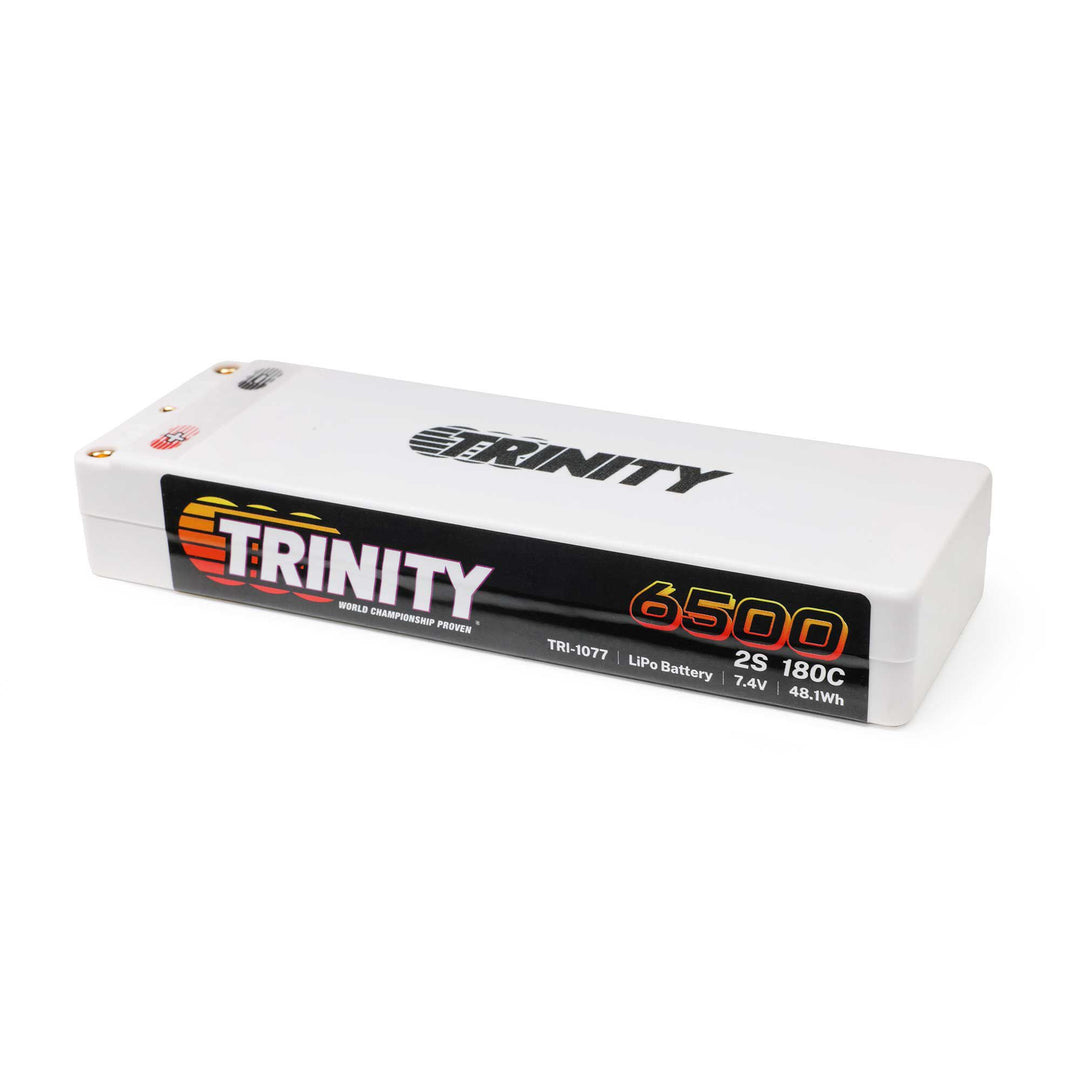 Team Trinity 7.4V 6500mAh 2S 180C Stick LiPo Battery: 5mm Bullets TRI-1077