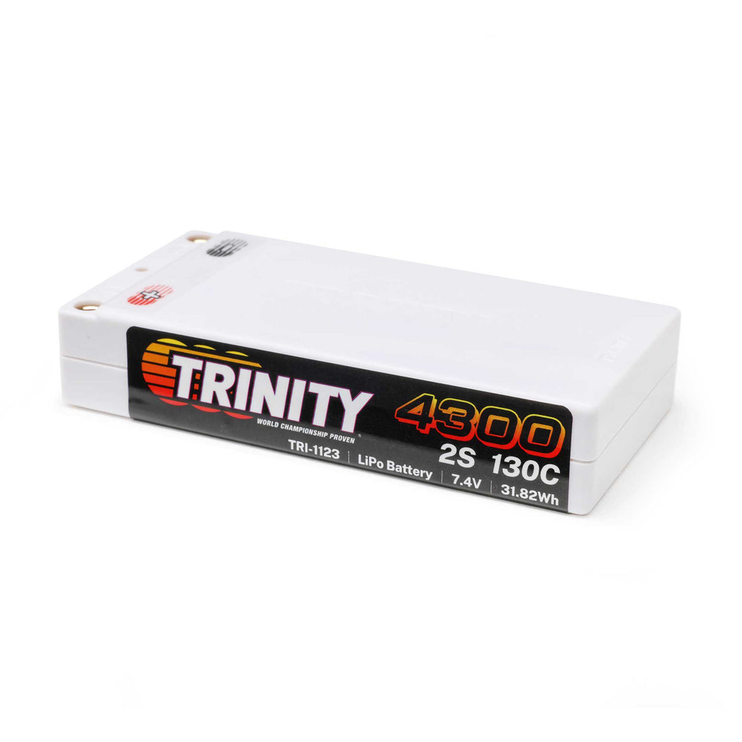 Team Trinity 7.4V 4300mAh 2S 130C Shorty LiPo Battery: 5mm Bullets TRI-1123