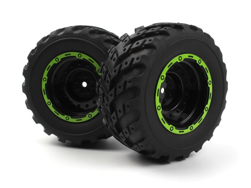 BlackZon Smyter MT Wheels/Tires Assembled (Black/Green) 540181