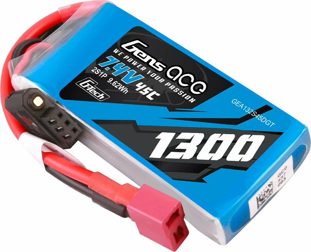 7.4V 1300mAh 2S 25C G-Tech Smart Lipo Battery: Deans