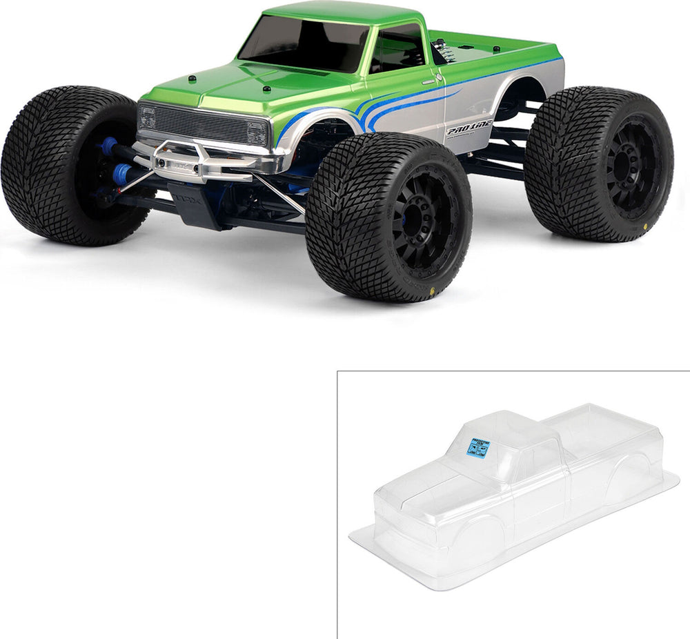 1/8 1972 Chevy C-10 Long Bed Clear Body: Monster Truck