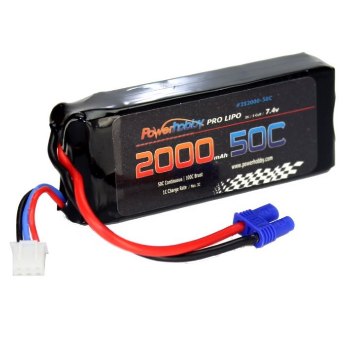 Power Hobby 2S 2000mah 50C LiPo Battery EC2
