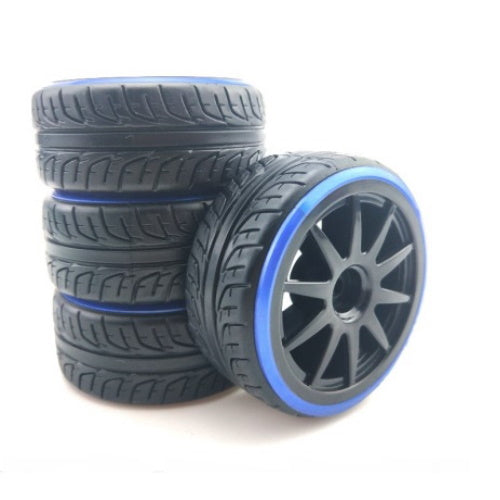 Powerhobby 1/10 Drift Car Mounted Tires / Wheels (4) Blue / Black PY565