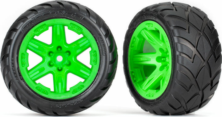 Tires and Wheels, Assembled, Glued (2.8") (Rxt Green Wheels, Anaconda® Tires, Foam Inserts) (4Wd Electric Front/Rear, 2Wd Electric Front Only) (2) (Tsm Rated)