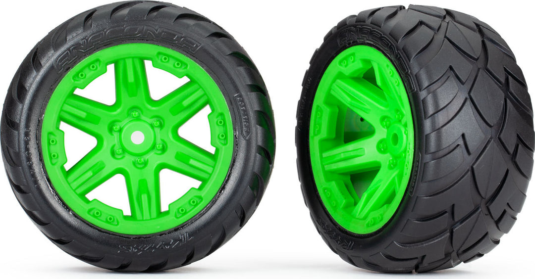 Tires and Wheels, Assembled, Glued (2.8") (Rxt Green Wheels, Anaconda® Tires, Foam Inserts) (4Wd Electric Front/Rear, 2Wd Electric Front Only) (2) (Tsm Rated)