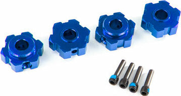 Wheel Hubs, Hex, Aluminum (blue-Anodized) (4)/ 4x13mm Screw Pins (4)