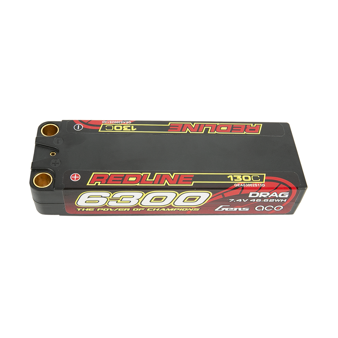 Gens Ace Redline Series 6300mAh 7.4V 130C 2S2P HardCase Lipo Battery