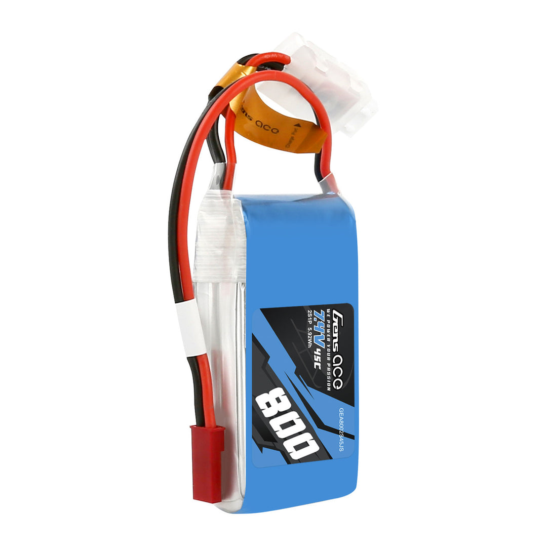 Gens Ace 800mAh 2S 7.4V 45C Lipo Battery Pack With JST-SYP Plug