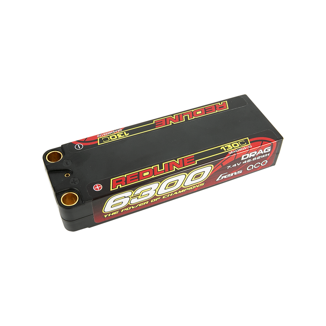 Gens Ace Redline Series 6300mAh 7.4V 130C 2S2P HardCase Lipo Battery