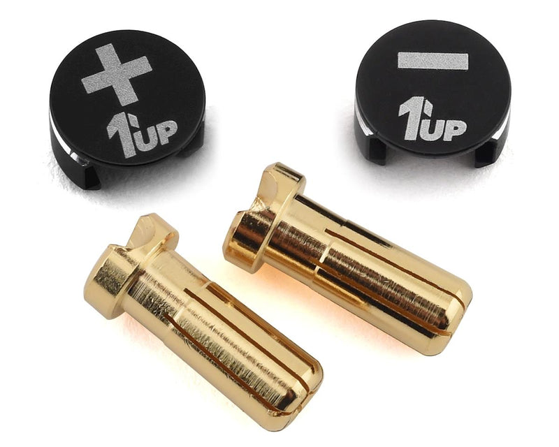 1UP Racing LowPro Bullet Plug Grips w/5mm Bullets (Black/Black)