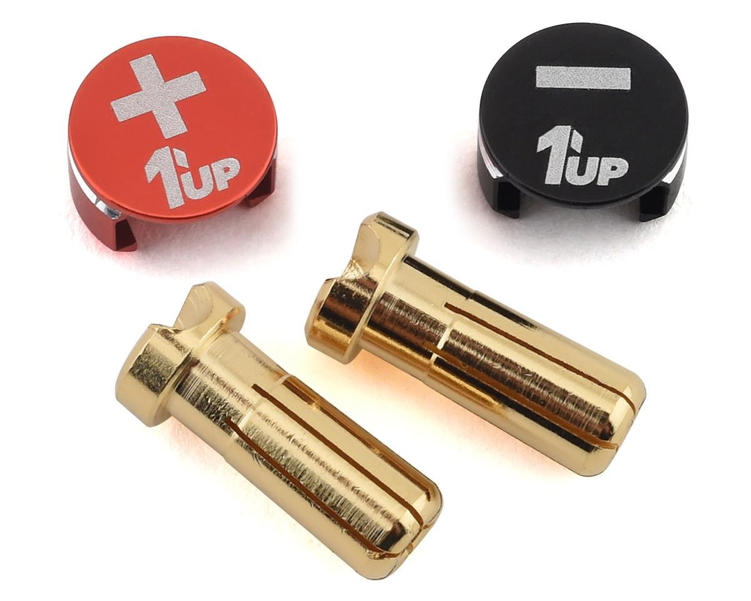 1UP Racing LowPro Bullet Plug Grips w/5mm Bullets (Black/Red) 1UP190432