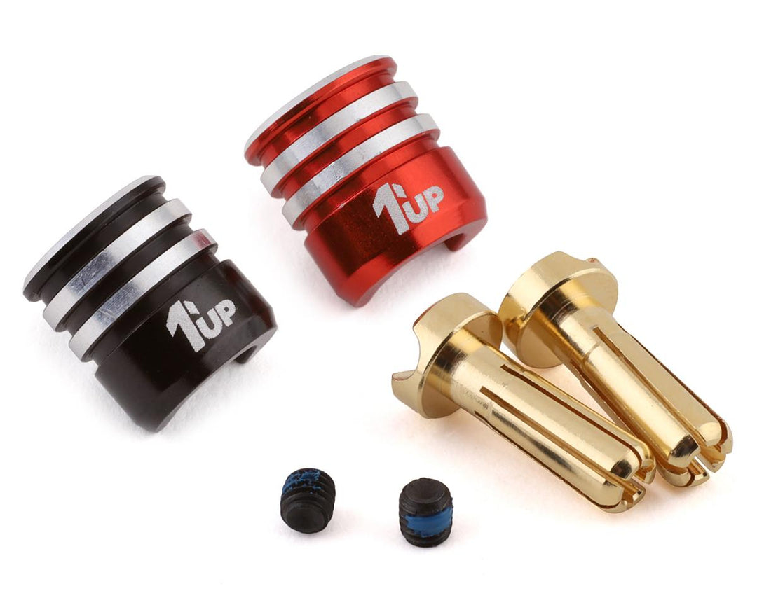 1UP Racing Heatsink Bullet Plug Grips w/4mm Bullets (Black/Red)  1UP190435