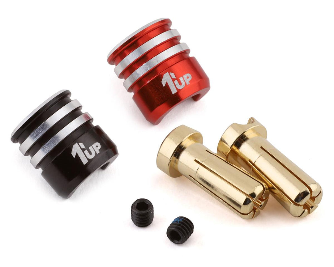 1UP Racing Heatsink Bullet Plug Grips w/5mm Bullets (Black/Red) 1UP190436
