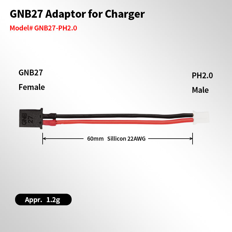 GNB27 Female to PH2.0 Male Adaptor Cable length 60mm (for charger) (1 Piece)