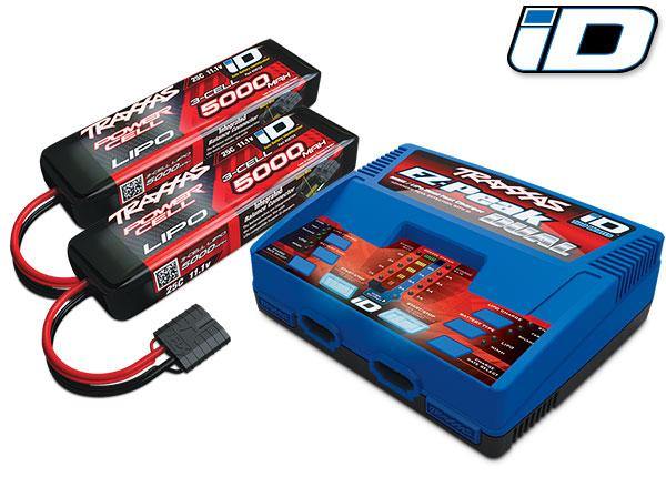 Traxxas 2990 Batterycharger completer pack (includes #2972 Dual iD® charger (1) #2872X 5000mAh 11.1V 3-cell 25C LiPo battery (2)) - Excel RC