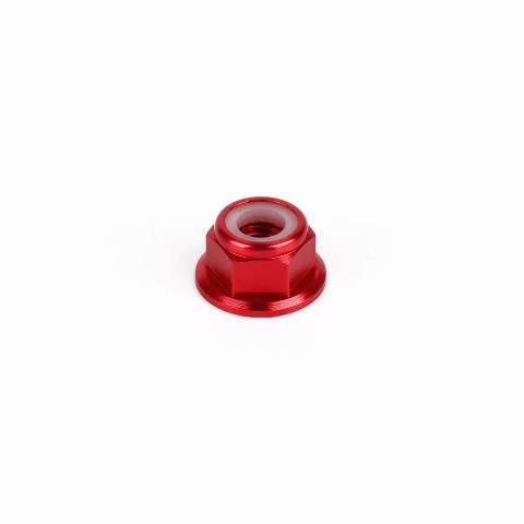 Aluminum Lock Nut With Nylon Insert and Flange (Reverse Thread) M5 Red 1 PCS - Excel RC