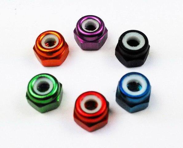 Aluminum Lock Nut With Nylon Insert No Flange (Normal Thread) M3 Red - Excel RC