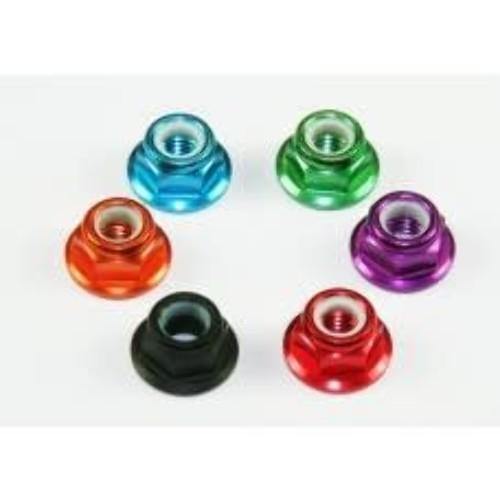 Aluminum Lock Nut With Nylon Insert and Flange (Reverse Thread) M5 Green 1 PCS - Excel RC