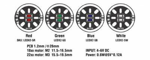 Matek LED CIRCLE X2/5V MOTOR MOUNT LEDX2-5XR Green LEDX2-5G