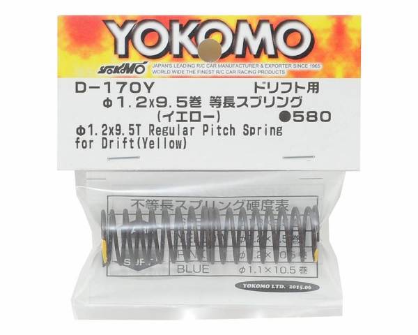 YOKOMO  Shock Spring Reg. Pitch 1.2 x 9.5T Yellow (D-0170Y)