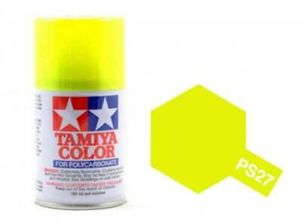 Tamiya Polycarbonate Paint PS-27 Fluorescent Yellow Spray, 100 ml