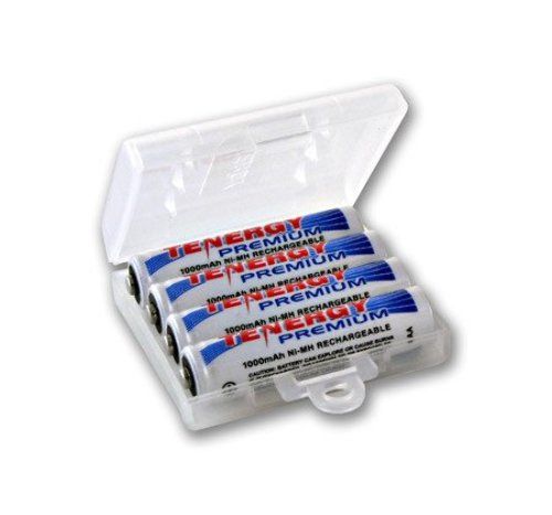 Tenergy Premium 4 pcs AAA 1000mAh NiMH Rechargeable Batteries  1 AAA Size Holder