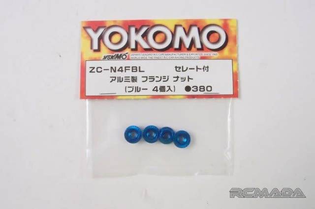 YOKOMO Aluminum Flanged Nut (Blue-4pcs) (ZC-N4FBL)