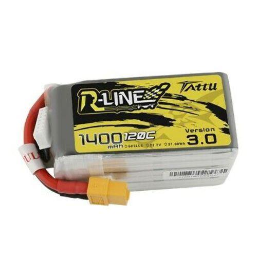 Tattu R-Line Version 3.0 1400mAh 22.2V 120C 6S1P Lipo Battery Pack with XT60 - Excel RC