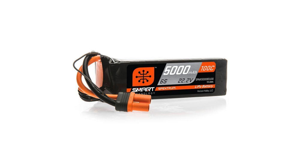 Spektrum 5000mAh 6S 22.2V 100C Smart LiPo Battery IC5 SPMX50006S100 - Excel RC