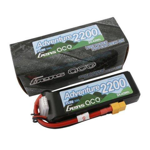 Gens Ace Adventure 2200mAh 3S1P 11.1V 50C Lipo Battery with XT60 Plug for RC Crawler - Excel RC