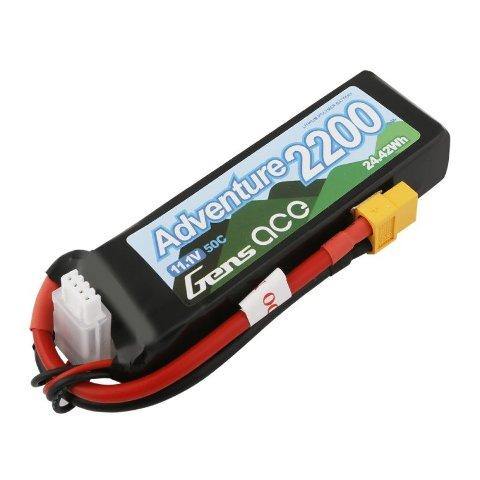 Gens Ace Adventure 2200mAh 3S1P 11.1V 50C Lipo Battery with XT60 Plug for RC Crawler - Excel RC