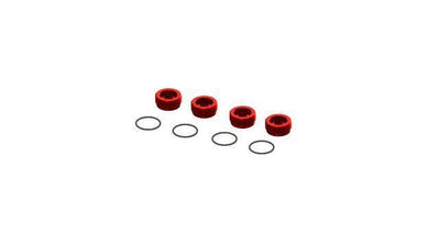 ARRMA Aluminum Front Hub Nut Red (4) with O-Rings, ARA320467 - Excel RC