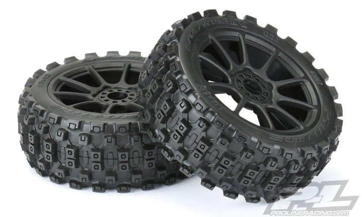 Pro-Line Badlands MX M2 (Medium) All Terrain 1:8 Buggy Tires Mounted With Black Wheels 9067-21 - Excel RC