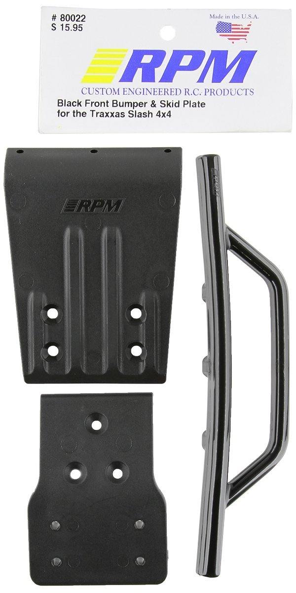 RPM 80022 Front Bumper and Skid Plate Black Slash 4x4 Black - Excel RC