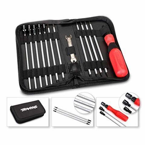 Traxxas 3415 Tool set with pouch (includes 1.5mm 2.0mm 2.5mm 3.0mm 3.5mm 4mm drivers 4mm 5mm 5.5mm 7mm and 8mm nut drivers 2mm 4mm and 5mm slotted screwdrivers #00 Phillips #0 Phillips and #1 Phillips screwdrivers 4mm and 8mm wrench driver handle - Excel RC