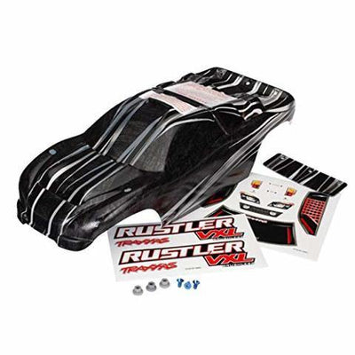 Traxxas 3719 Body Rustler® VXL ProGraphix® (replacement for the painted body. Graphics are printed requires paint & fil color application)decal sheet wing and aluminum hardware - Excel RC
