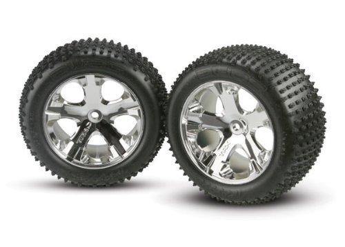 Traxxas 3770 Tires & wheels assembled glued (2.8') (All-Star chrome wheels Alias® tires foam inserts) (2WD electric rear) (2) - Excel RC