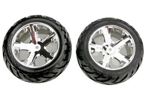 Traxxas 3773 Tires & wheels assembled glued (All Star chrome wheels Aconda® tires foam inserts) (2WD electric rear) (1 left 1 right) - Excel RC