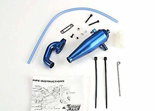 Traxxas 4486 Aluminum tuned pipe & header (complete wmounting hardware) (strong power across mid and upper RPM range) (blue-anodized) -Discontinued - Excel RC