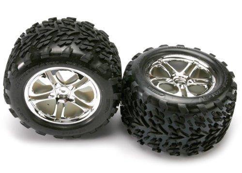 Traxxas 5174 Tires & wheels assembled glued (SS (Split Spoke) chrome wheels Talon tires foam inserts) (2) (fits Revo®T-Maxx®E-Maxx with 6mm axle and 14mm hex) - Excel RC
