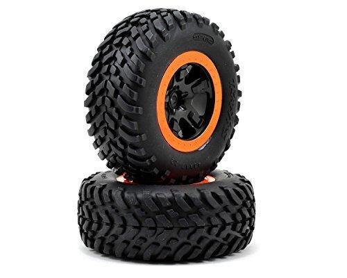 Traxxas 5863 Tires & wheels assembled glued (SCT black orange beadlock wheels dual profile (2.2&